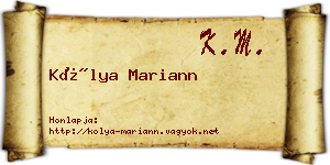 Kólya Mariann névjegykártya